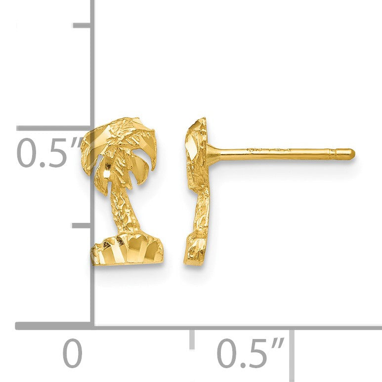 14K Diamond-cut Palm Tree Post Earrings