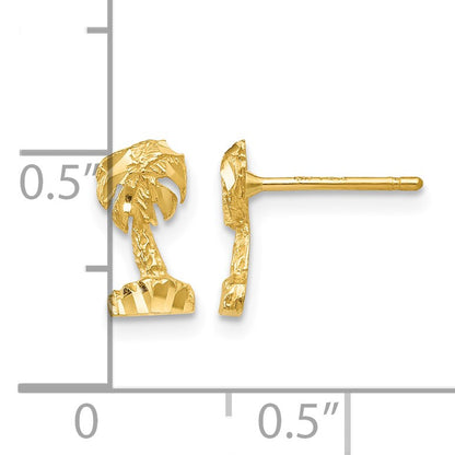 14K Diamond-cut Palm Tree Post Earrings