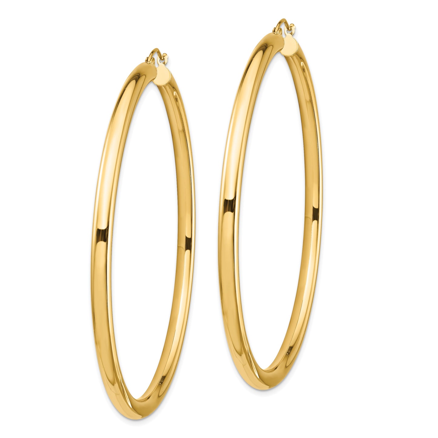 14k 4x70mm Polished Lightweight Round Tube Hoop Earrings