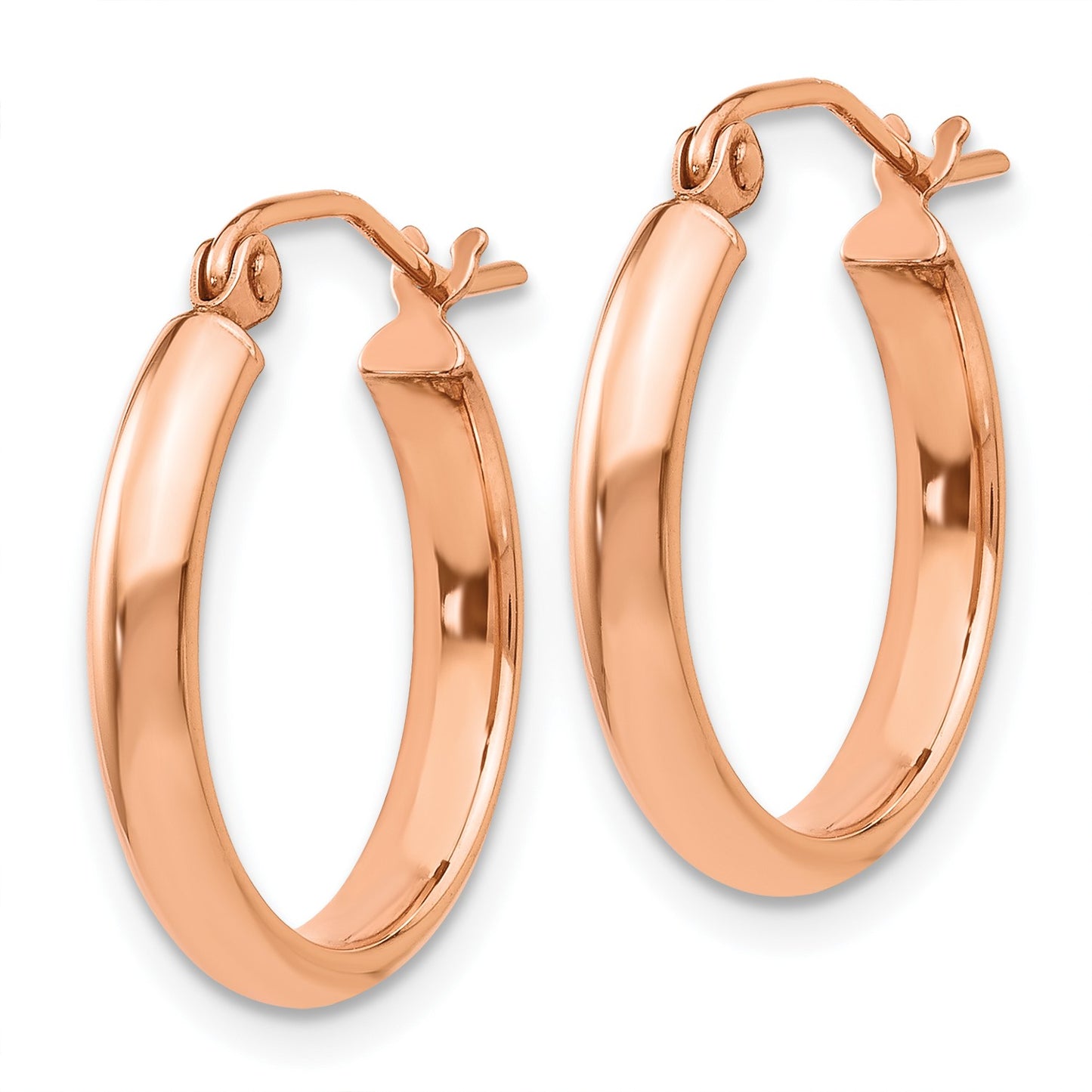 14k Rose Gold 2.75x18mm Polished Tube Hoop Earrings