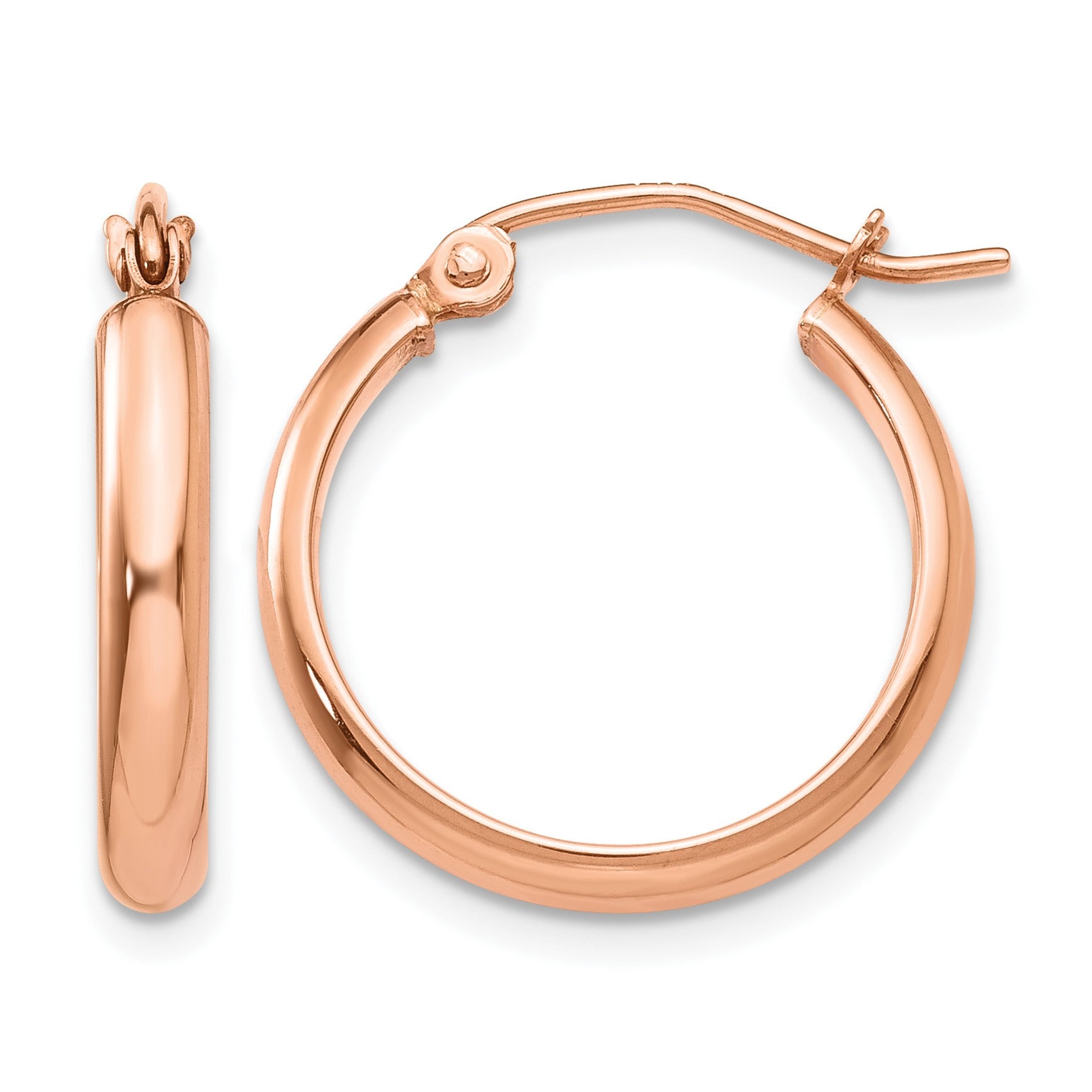 14k Rose Gold 2.75x18mm Polished Tube Hoop Earrings