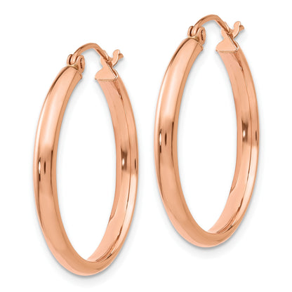 14k Rose Gold 2.75x25mm Polished Tube Hoop Earrings