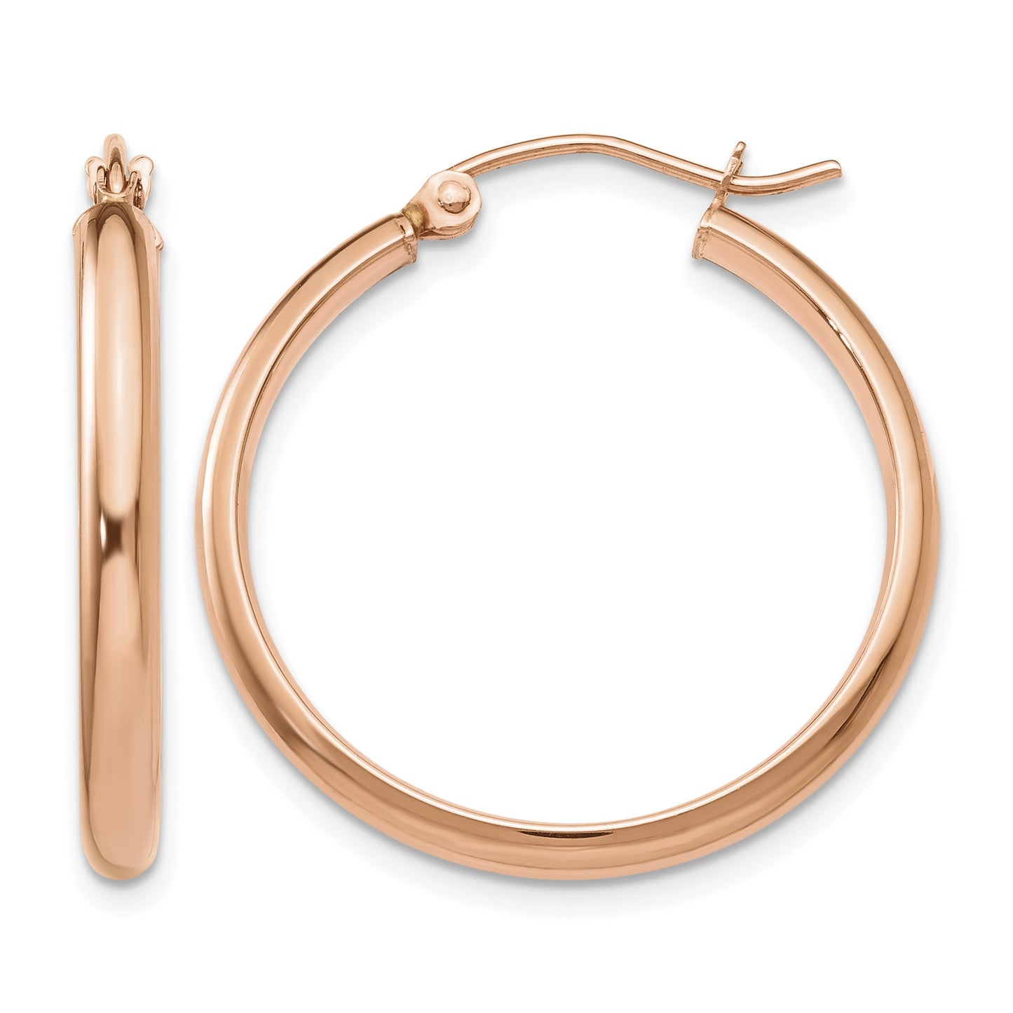14k Rose Gold 2.75x25mm Polished Tube Hoop Earrings