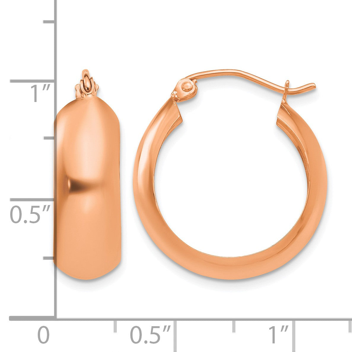 14k Rose Gold 7x21mm Polished Hoop Earrings