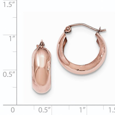 14k Rose Gold 7x19mm Polished Hoop Earrings