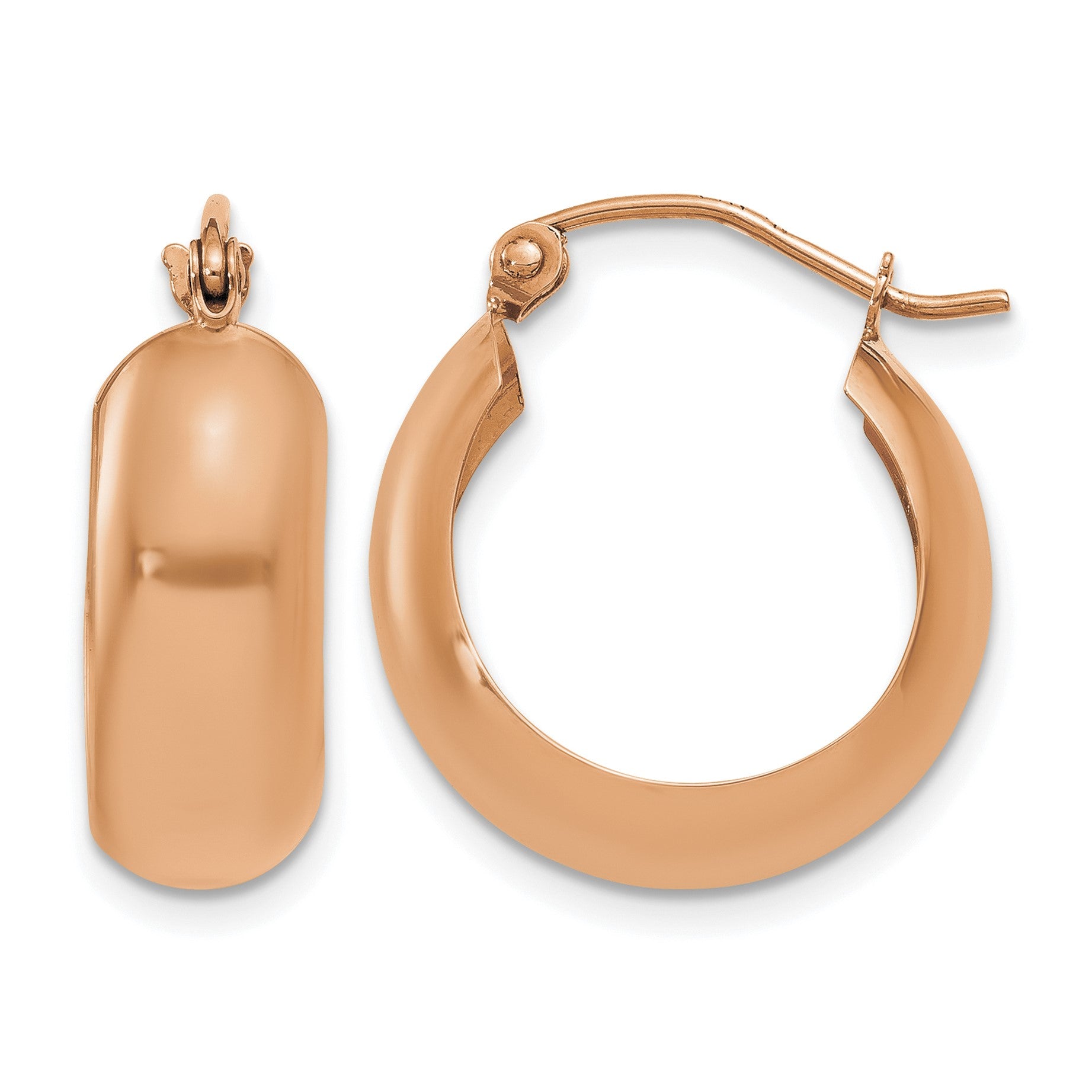 14k Rose Gold 7x19mm Polished Hoop Earrings