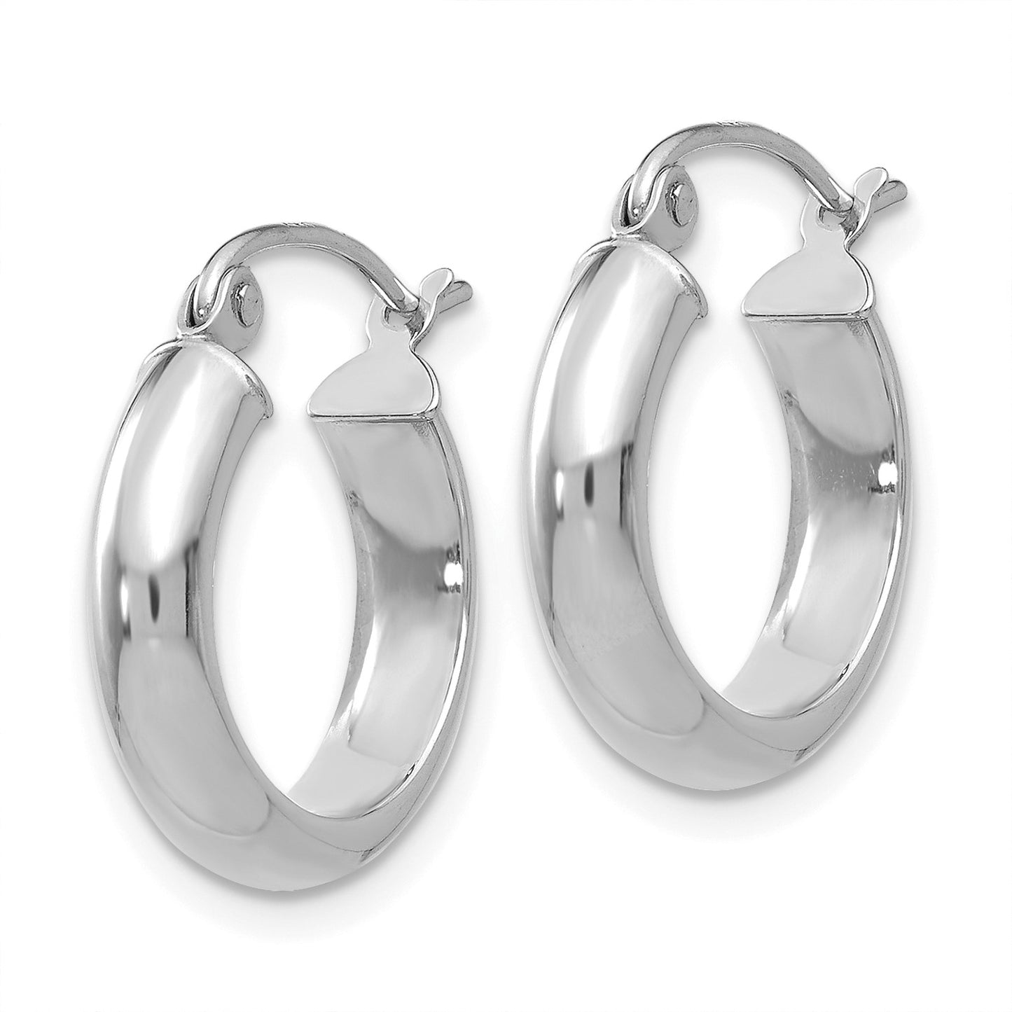 14k White Gold 3.75x17mm Round Tube Hoop Earrings