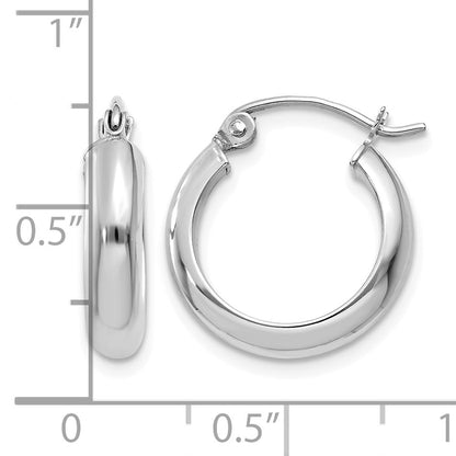 14k White Gold 3.75x17mm Round Tube Hoop Earrings
