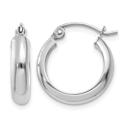 14k White Gold 3.75x17mm Round Tube Hoop Earrings
