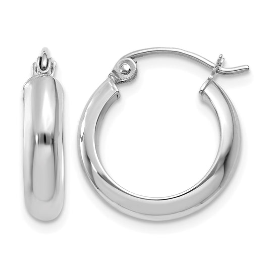 14k White Gold 3.75x17mm Round Tube Hoop Earrings