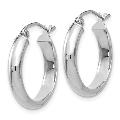 14k White Gold 3.75x20mm Round Tube Hoop Earrings