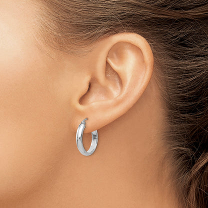 14k White Gold 3.75x20mm Round Tube Hoop Earrings