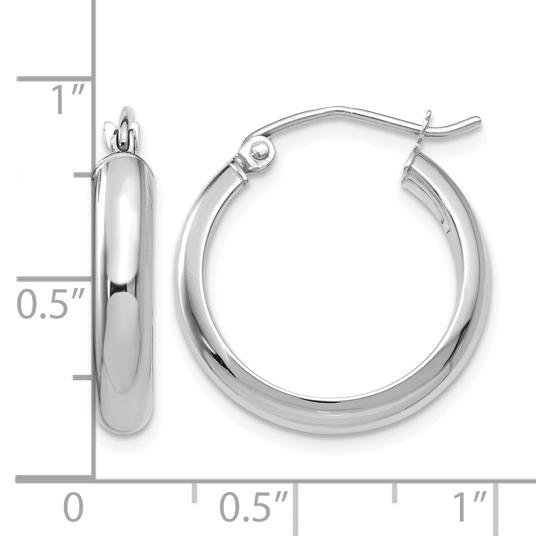 14k White Gold 3.75x20mm Round Tube Hoop Earrings