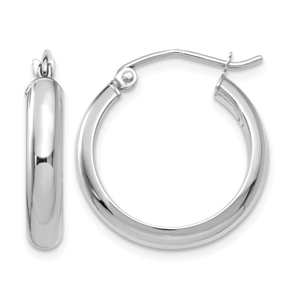 14k White Gold 3.75x20mm Round Tube Hoop Earrings
