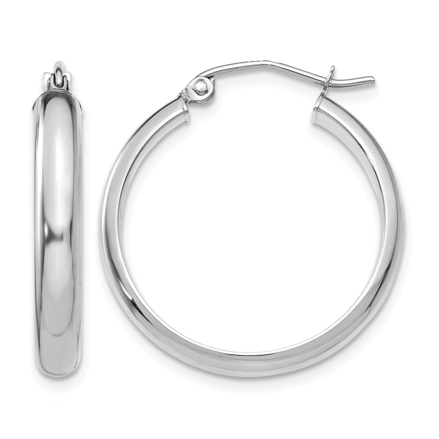 14k White Gold 3.75x21mm Round Tube Hoop Earrings