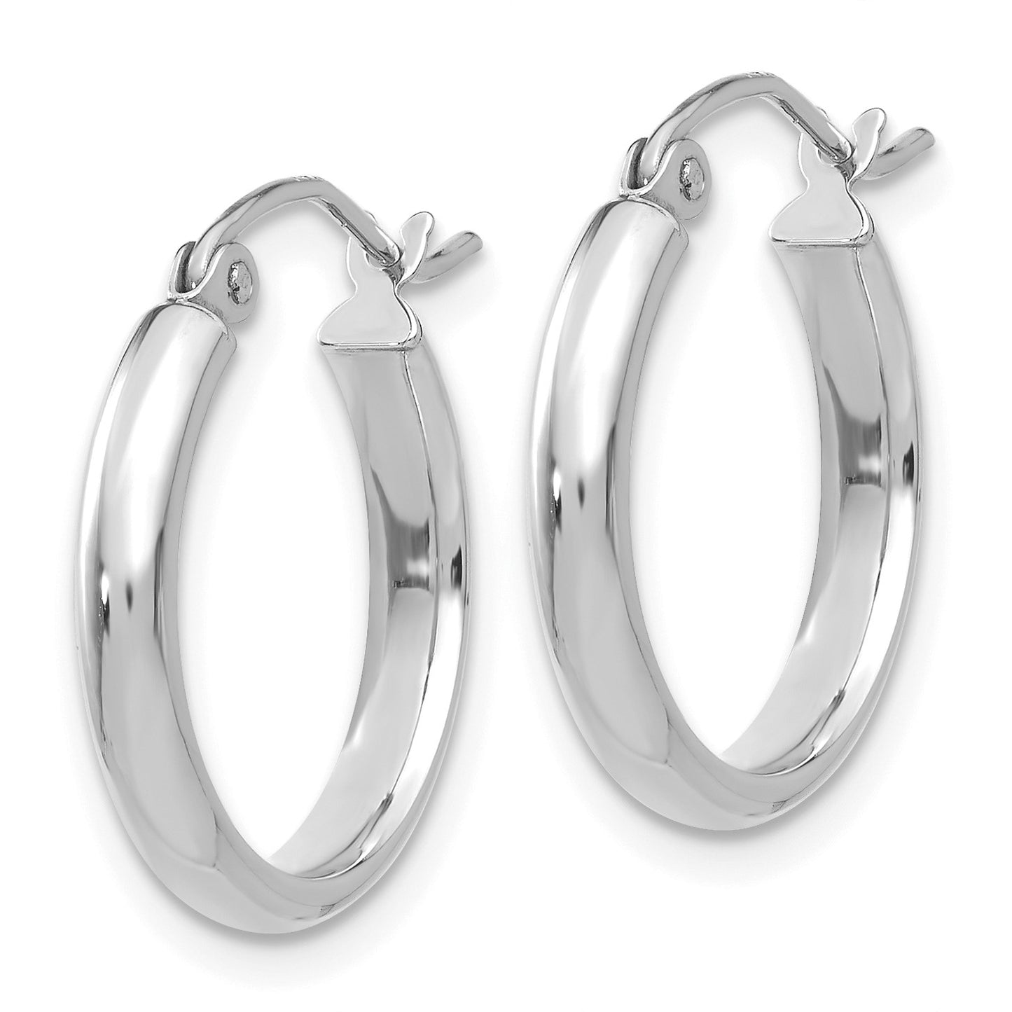 14k White Gold 2.75x17mm Round Tube Hoop Earrings