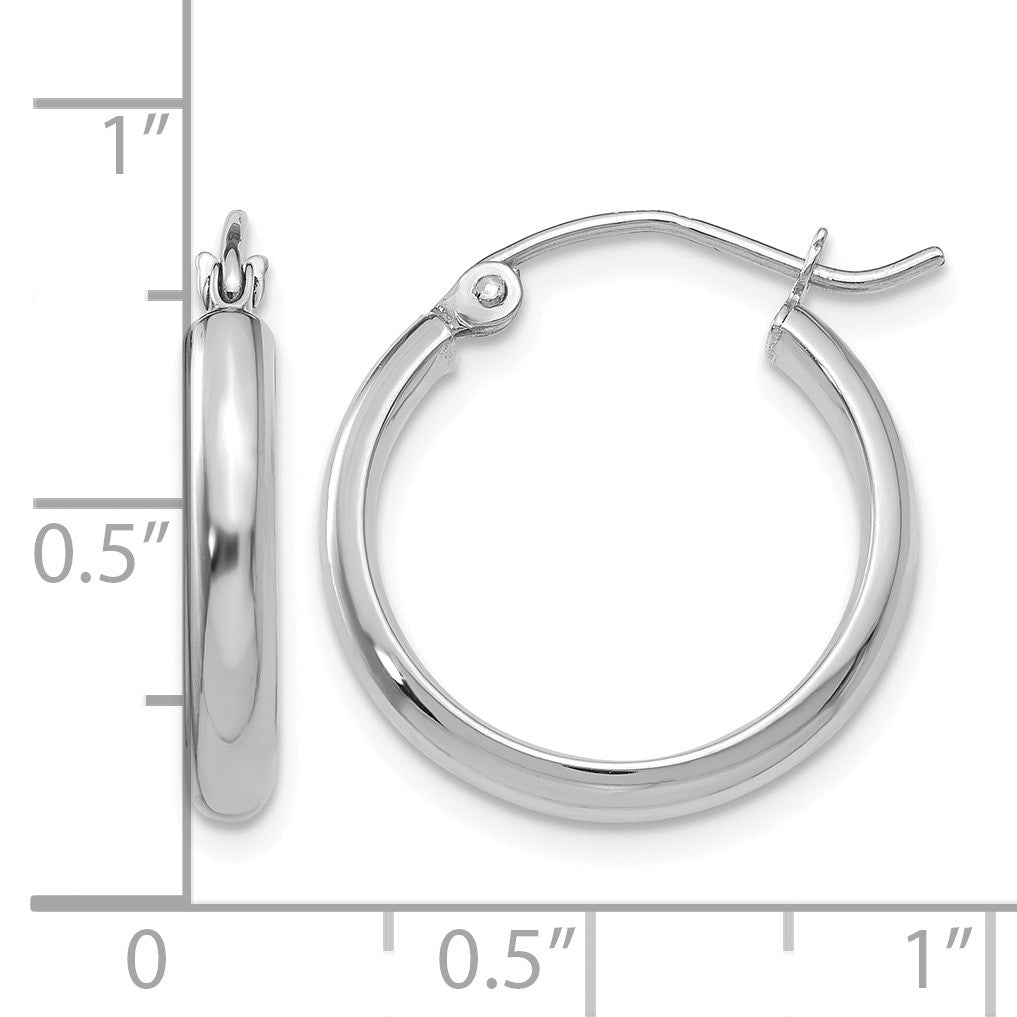 14k White Gold 2.75x17mm Round Tube Hoop Earrings