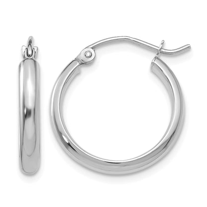 14k White Gold 2.75x17mm Round Tube Hoop Earrings