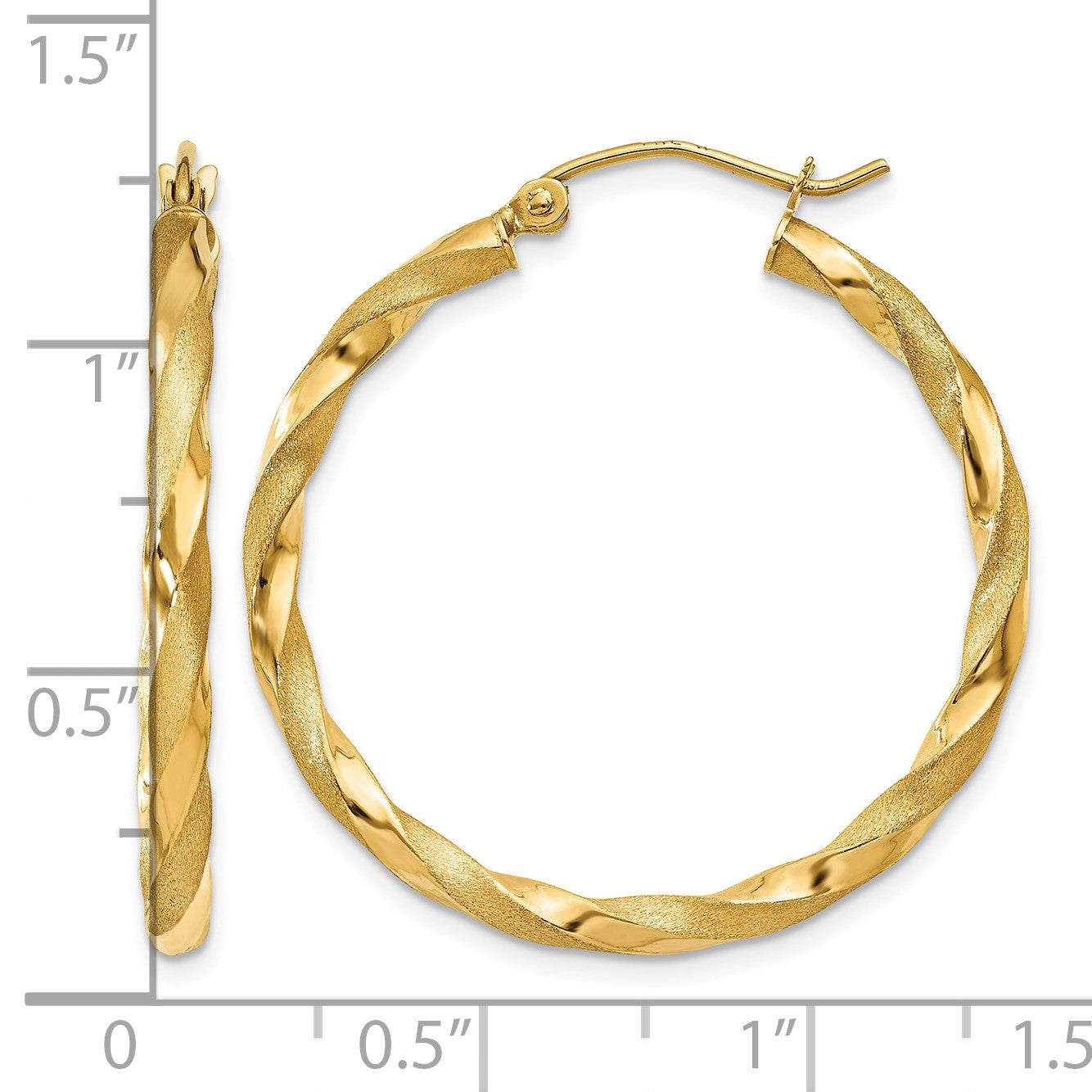 14k Polished & Satin Twisted Hoop Earrings