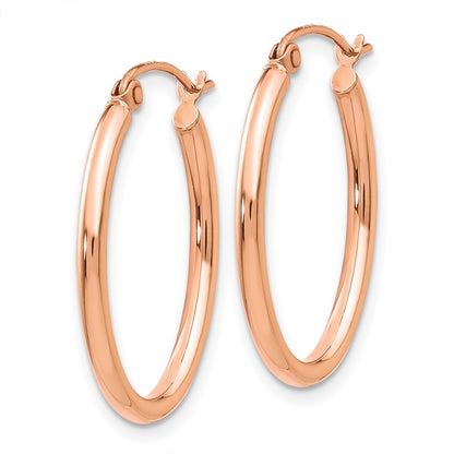 14k Rose Gold Oval Hoop Earrings