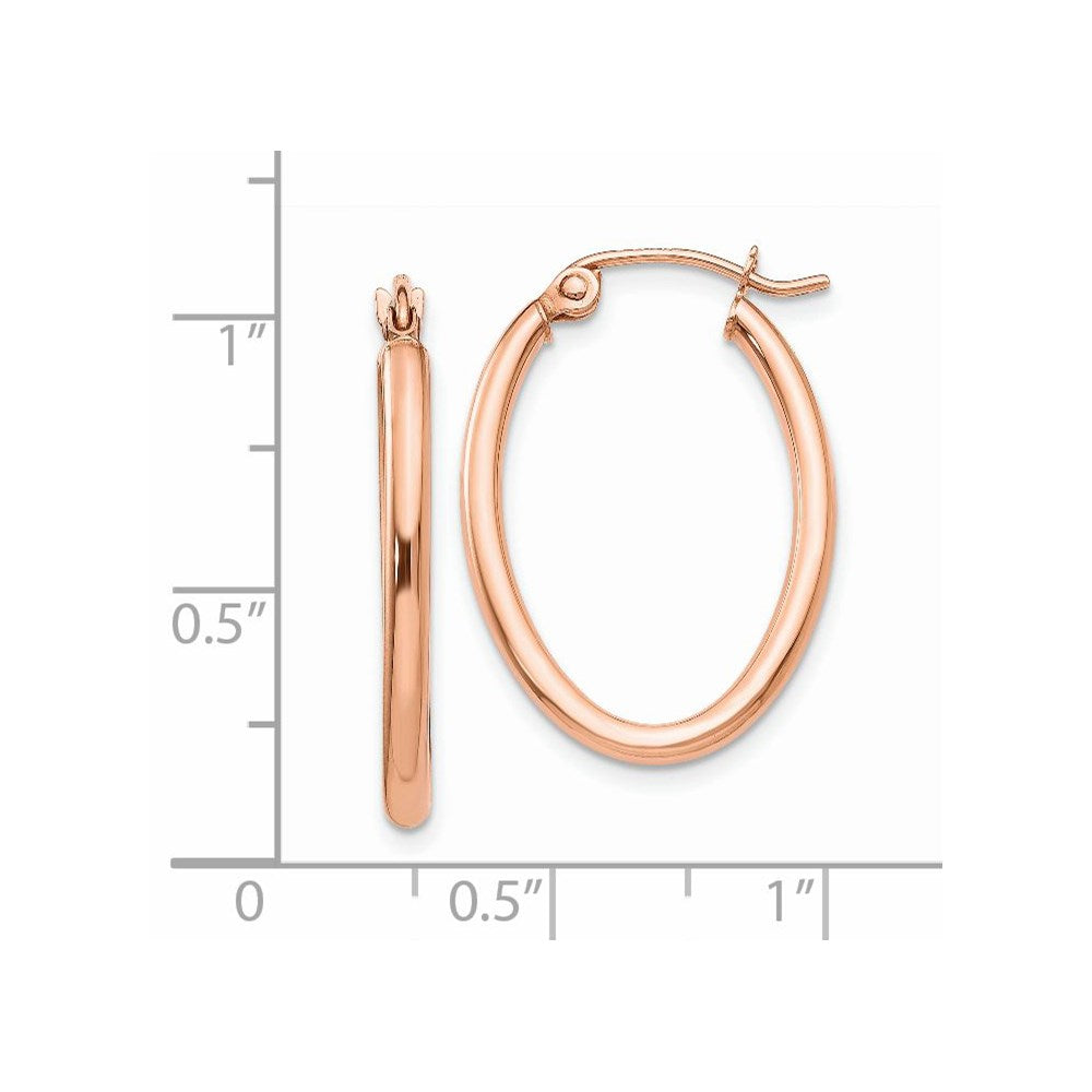 14k Rose Gold Oval Hoop Earrings