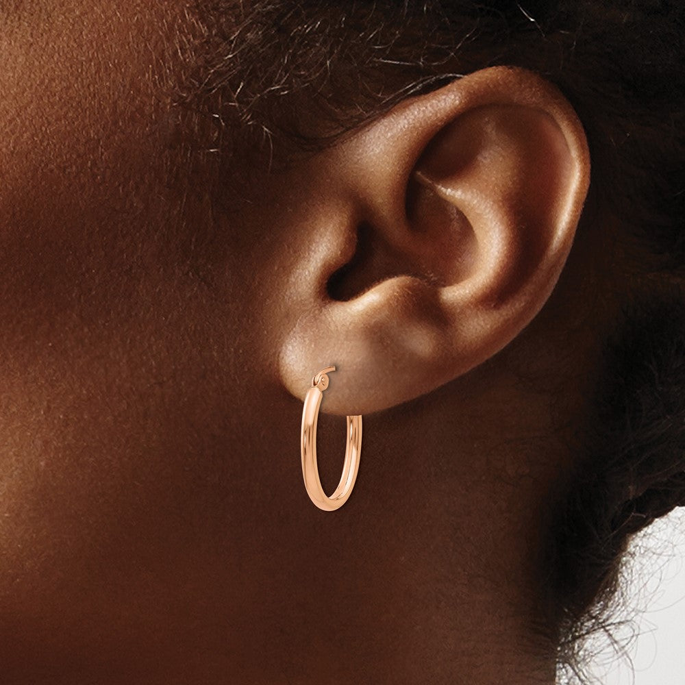 14k Rose Gold Oval Hoop Earrings