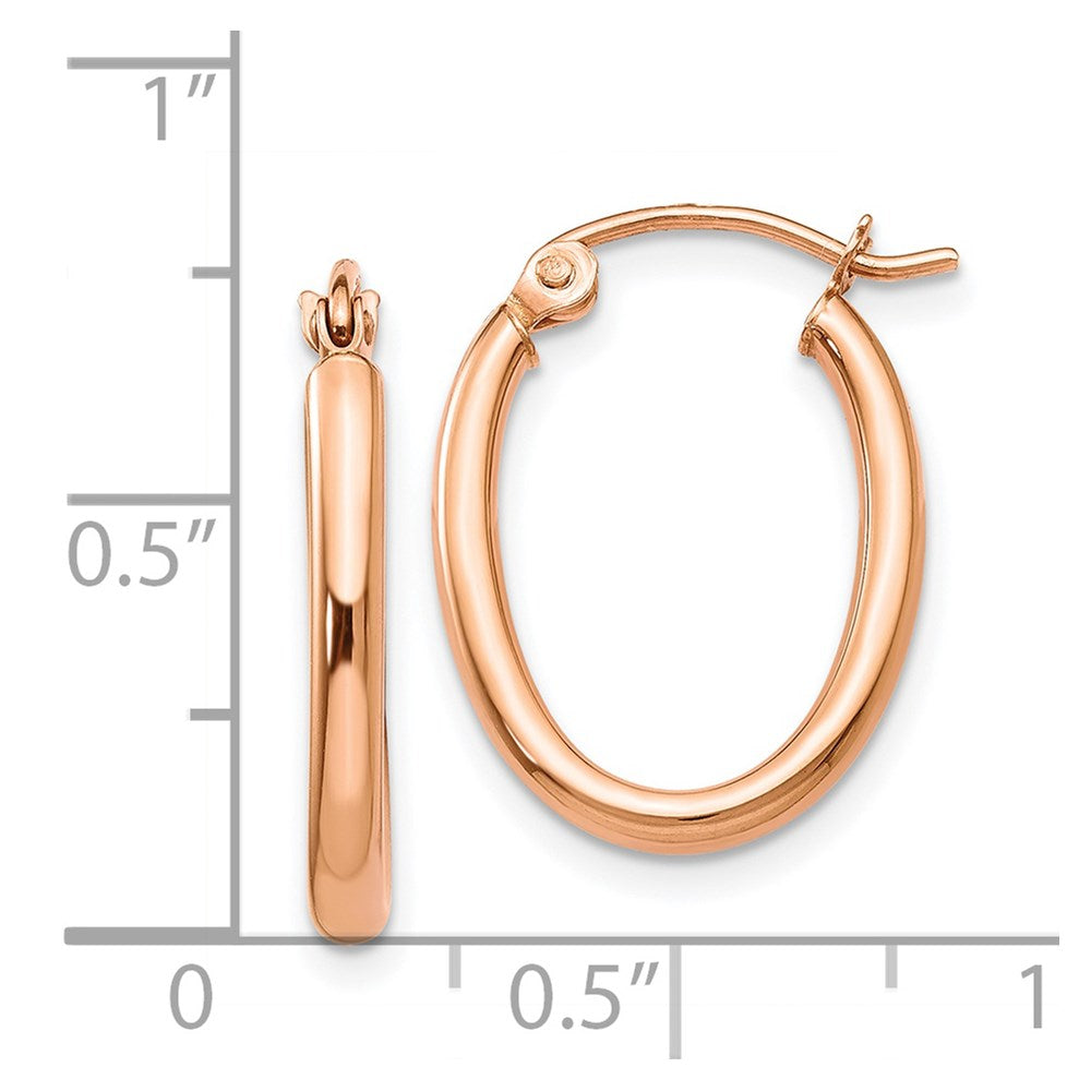 14k Rose Gold Oval Hoop Earrings