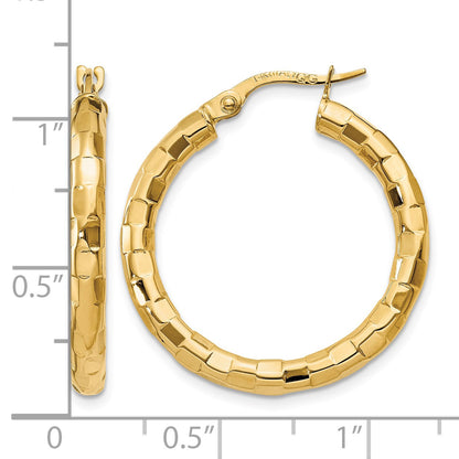 14k Polished/Textured Post Hoop Earring