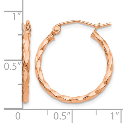 14k Rose Gold Twisted Hoop Earrings