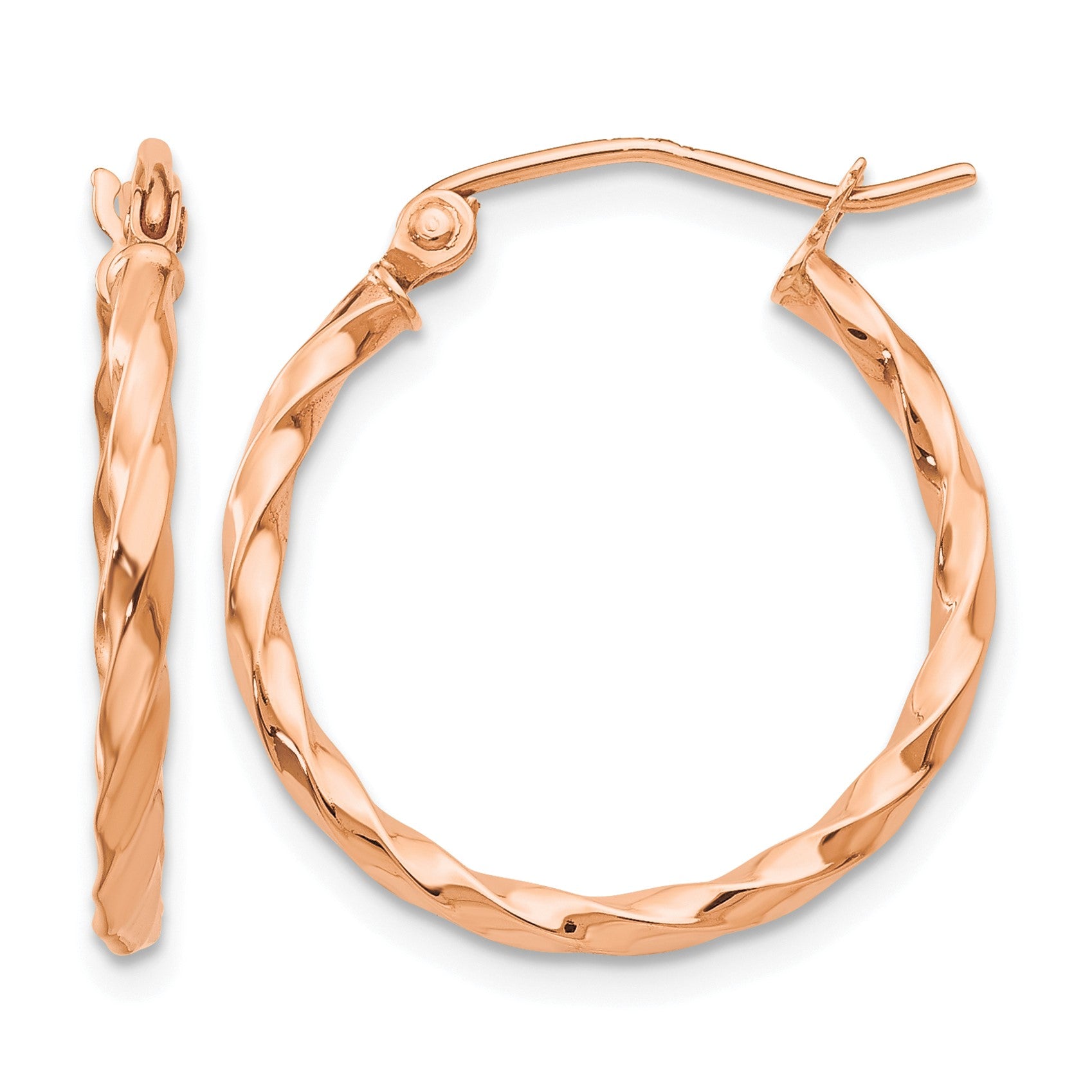 14k Rose Gold Twisted Hoop Earrings