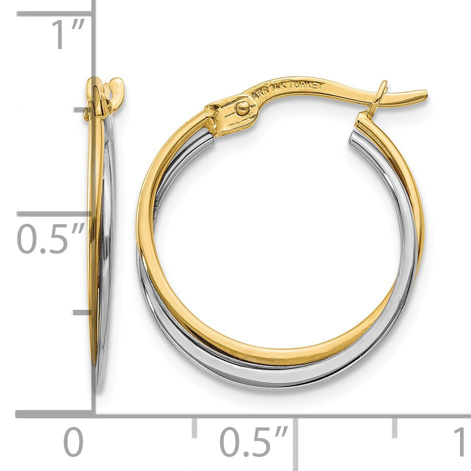 14K Two-Tone Polished Hoop Earrings
