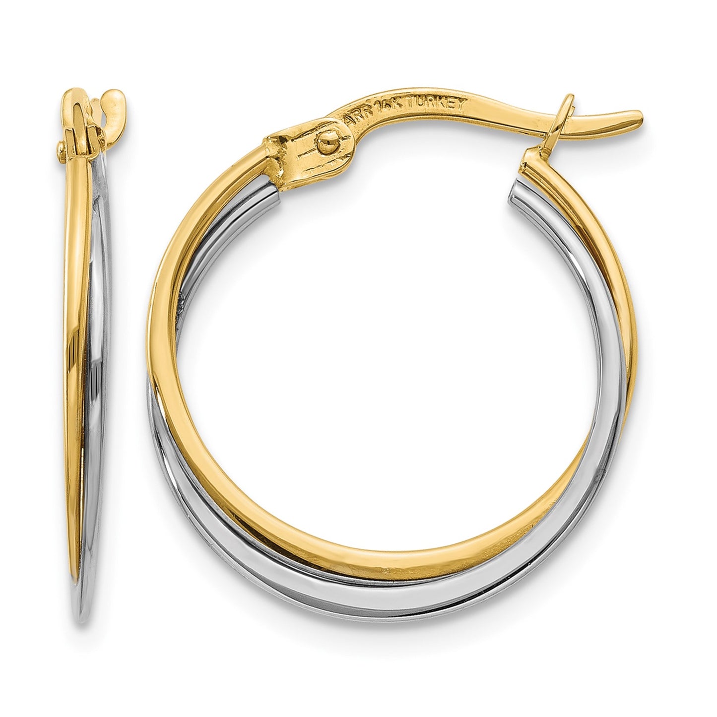 14K Two-Tone Polished Hoop Earrings