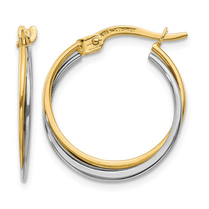 14K Two-Tone Polished Hoop Earrings