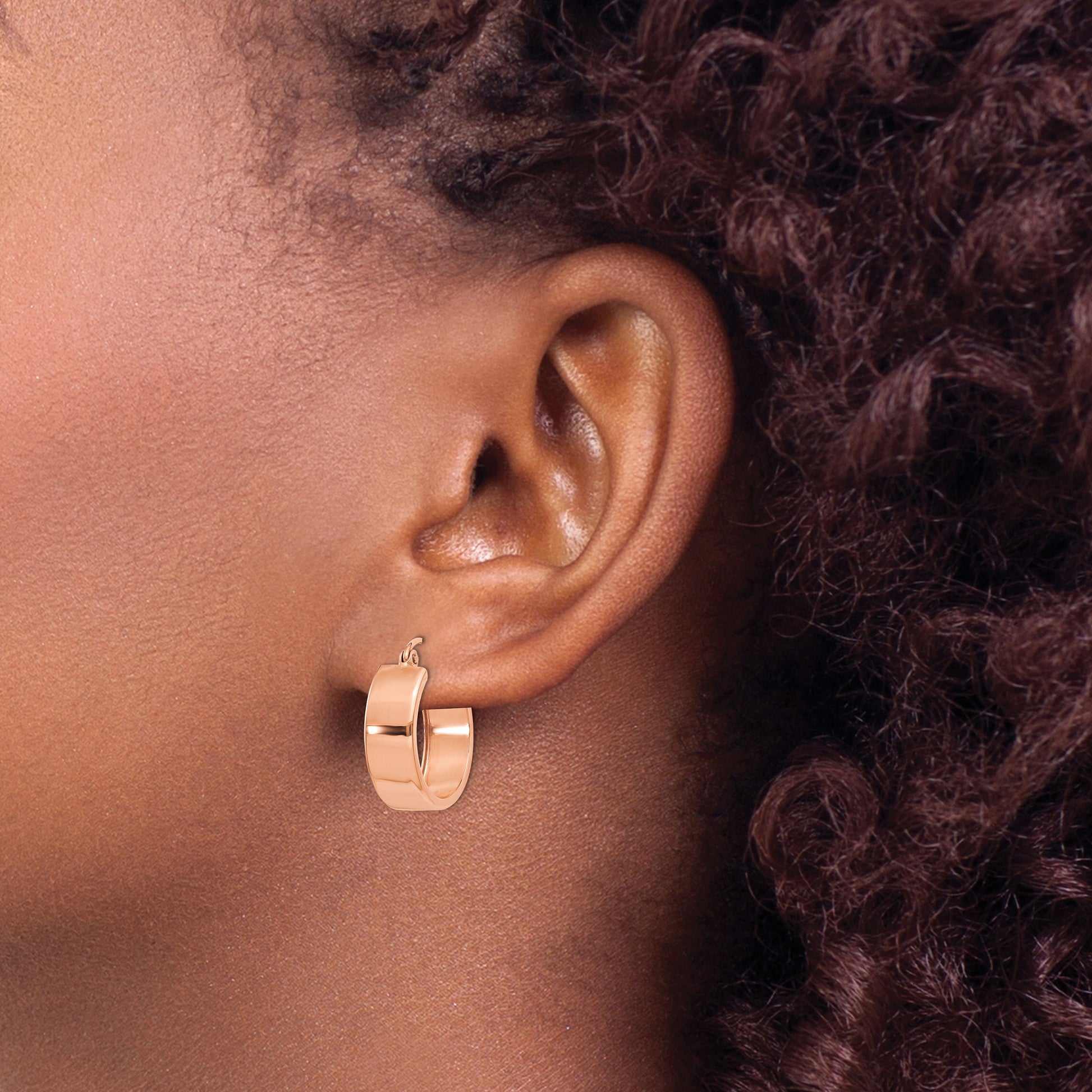14k Rose Gold 5.5x18mm Polished Hoop Earrings