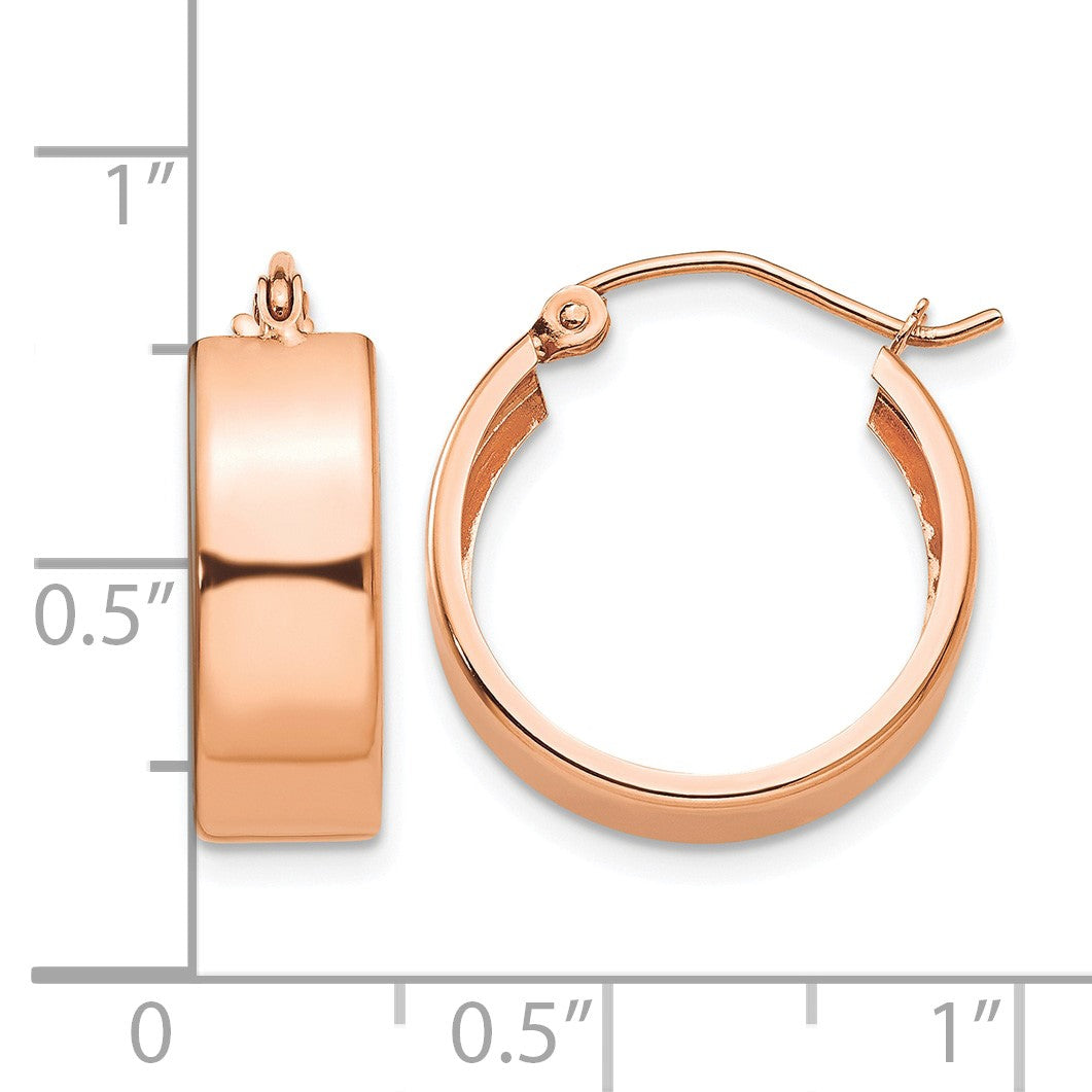 14k Rose Gold 5.5x18mm Polished Hoop Earrings