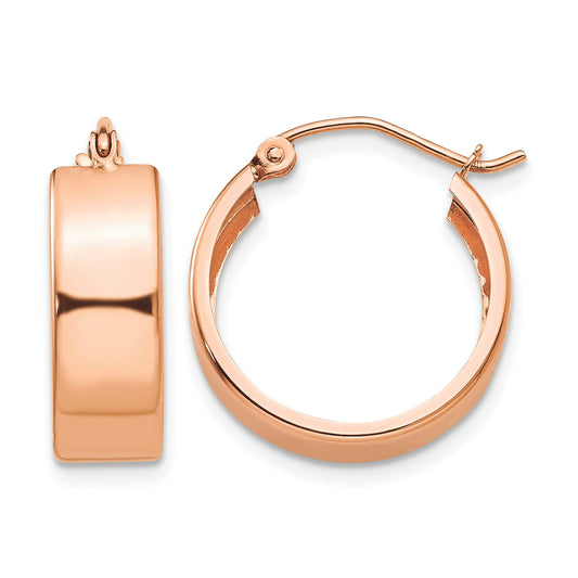 14k Rose Gold 5.5x18mm Polished Hoop Earrings