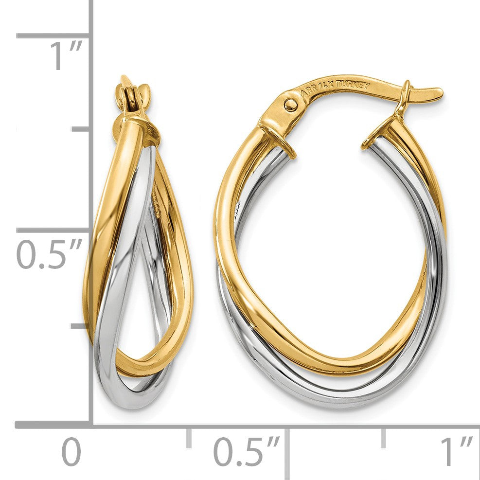 14K Two-Tone Polished Oval Hoop Earrings