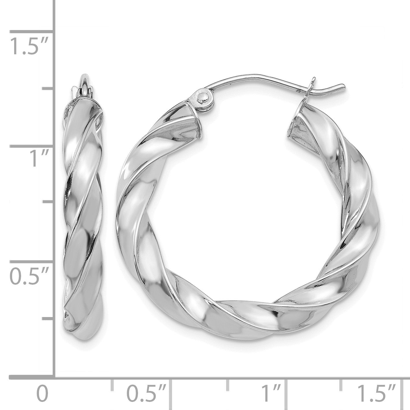 14k White Gold Light Twisted Hoop Earrings