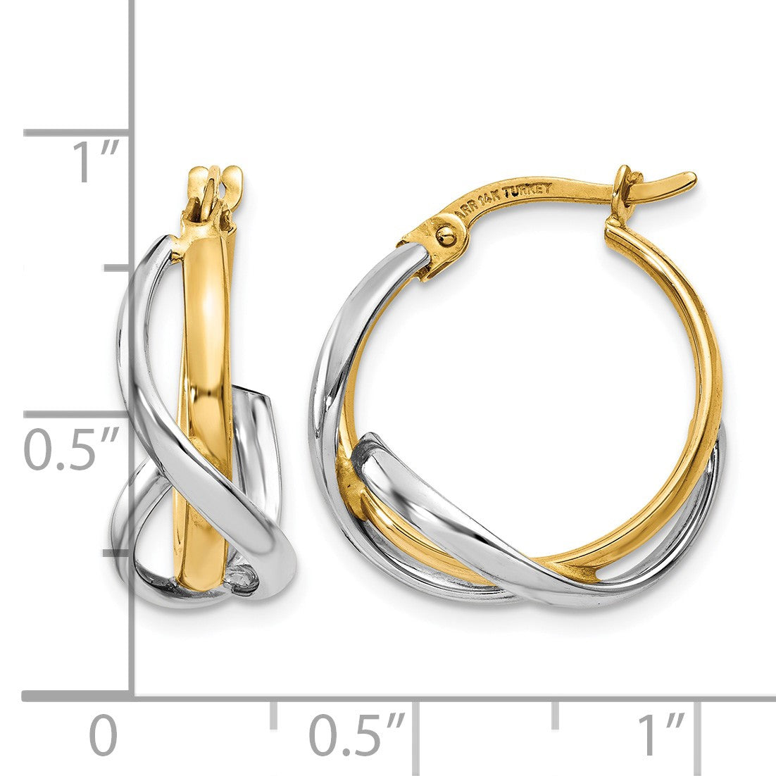 14K Two-Tone Polished Twisted Hoop Earrings