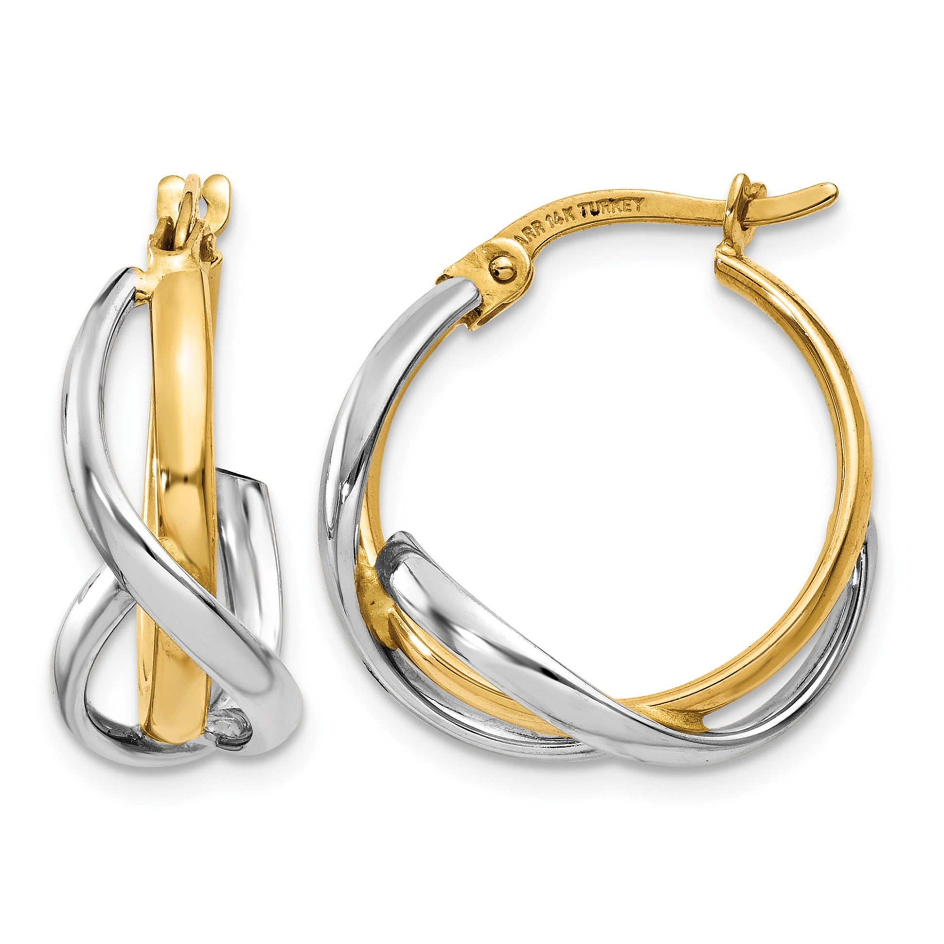 14K Two-Tone Polished Twisted Hoop Earrings