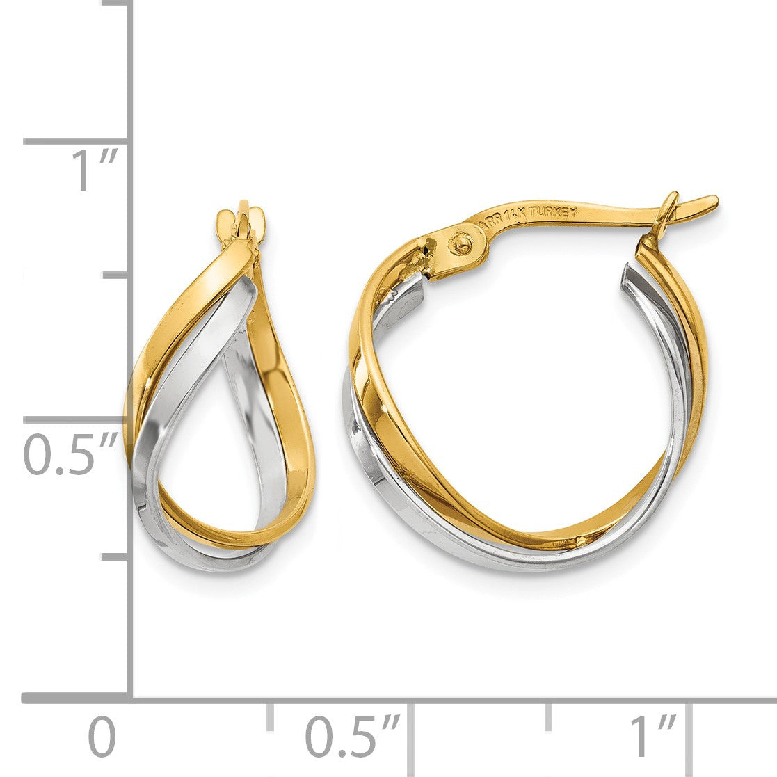 14K Two-Tone Polished Twisted Hoop Earrings