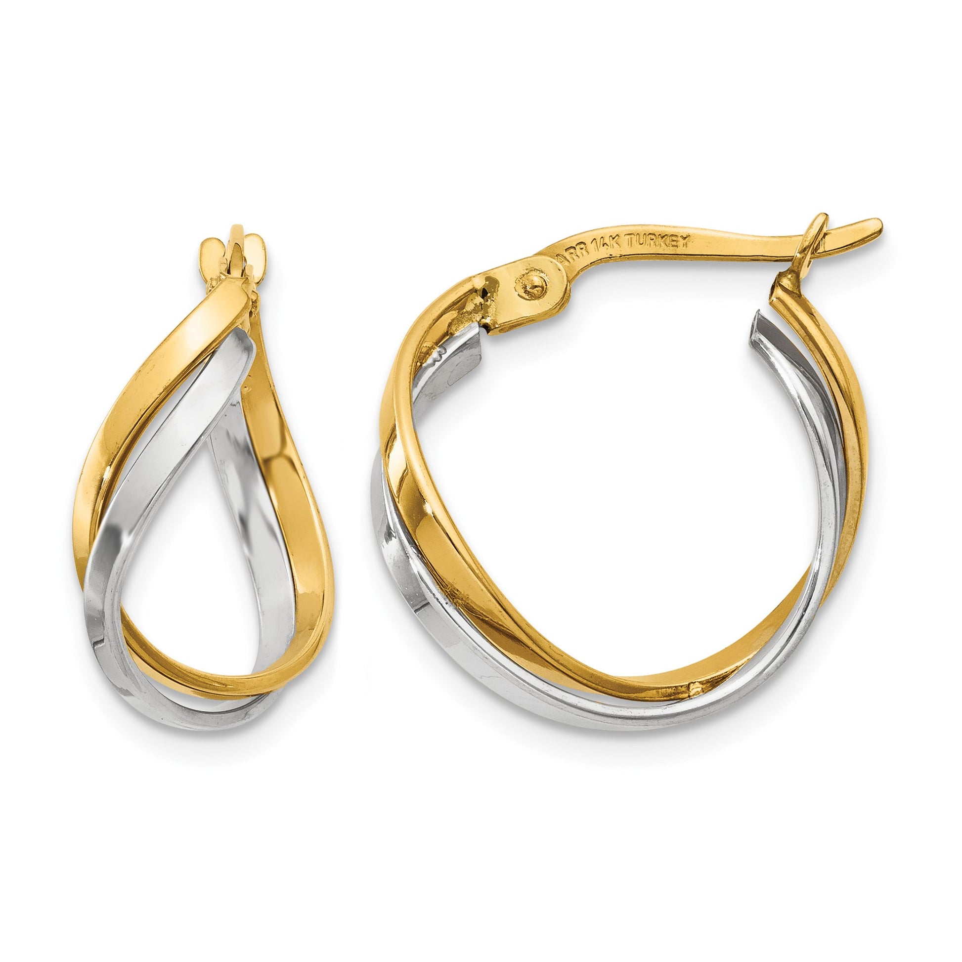 14K Two-Tone Polished Twisted Hoop Earrings