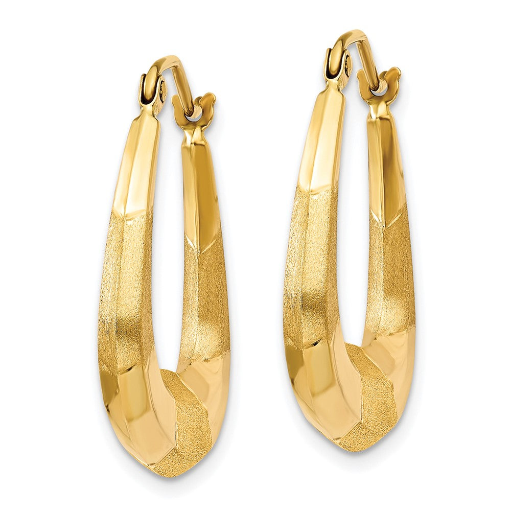 14k Polished, Satin and Diamond-cut Hoop Earrings