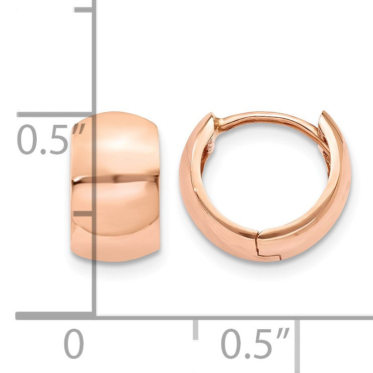 14k Rose Gold Round Hinged Hoop Earrings