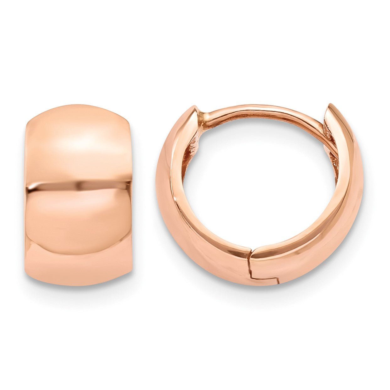 14k Rose Gold Round Hinged Hoop Earrings