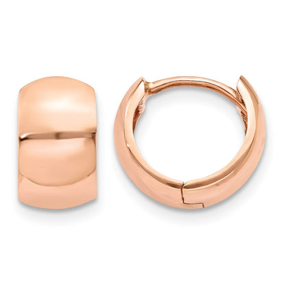 14k Rose Gold Round Hinged Hoop Earrings