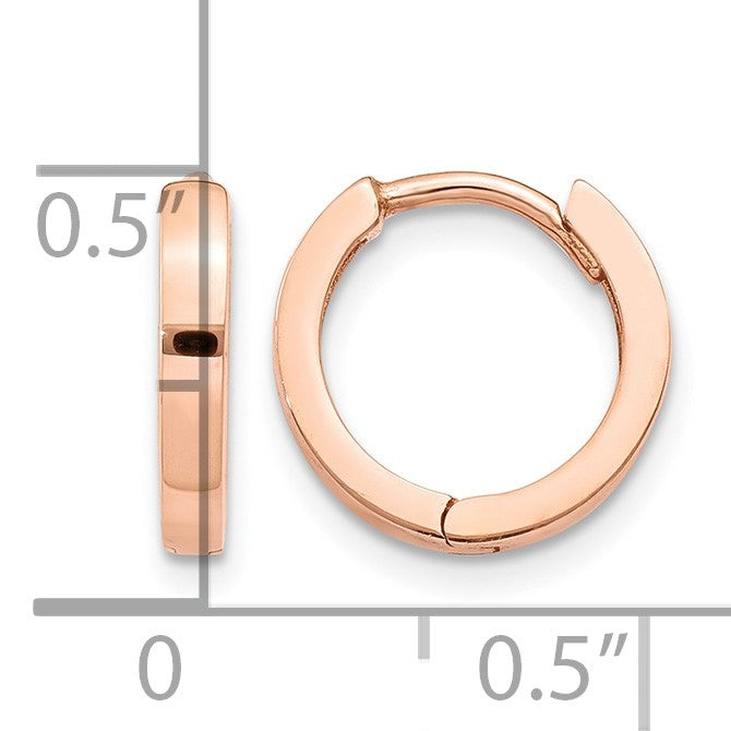 14k Rose Gold Round Hinged Hoop Earrings