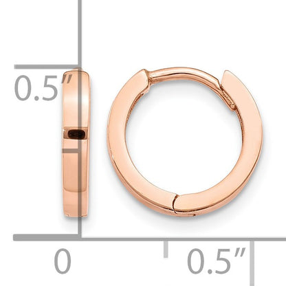 14k Rose Gold Round Hinged Hoop Earrings