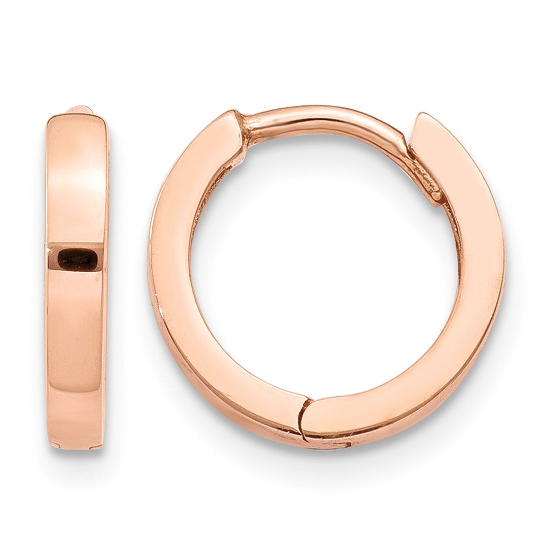 14k Rose Gold Round Hinged Hoop Earrings