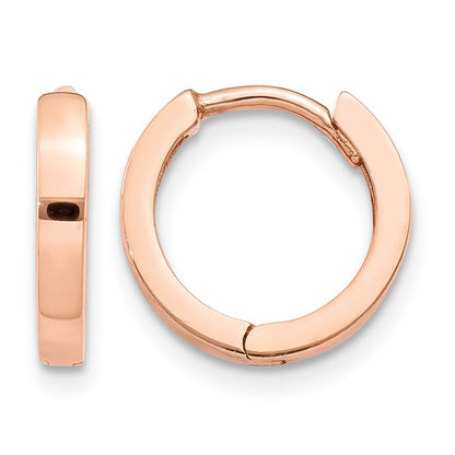 14k Rose Gold Round Hinged Hoop Earrings